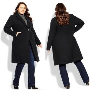 City Chic Womens Effortless Chic Coat Wool Black Size S 16 NWT $179